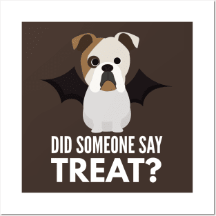 English Bulldog Halloween Trick or Treat Posters and Art